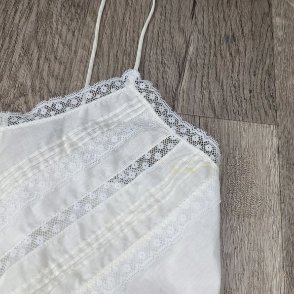 Barbizon vintage lace white button up spaguetti strap tank top size small 100% c - Picture 4 of 7